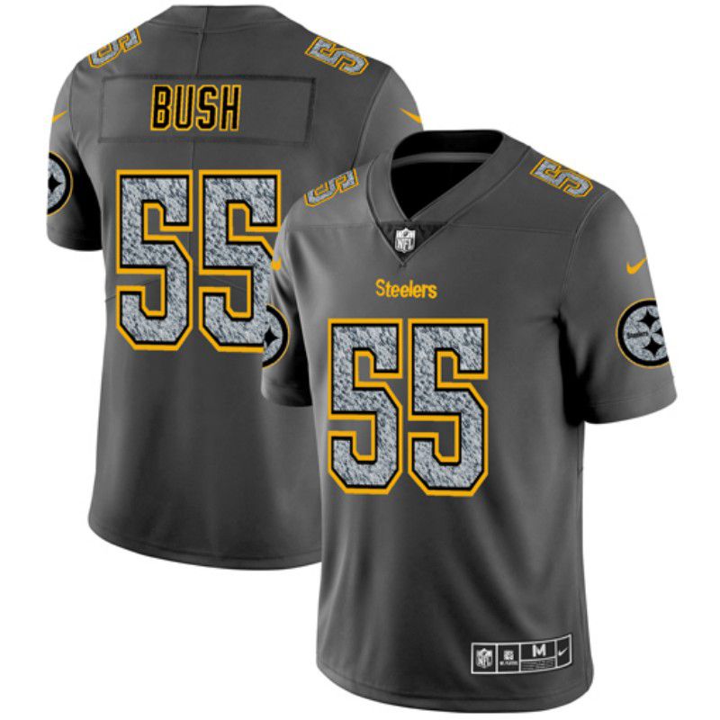 Men Pittsburgh Steelers #55 Bush Nike Teams Gray Fashion Static Limited NFL Jerseys->pittsburgh steelers->NFL Jersey